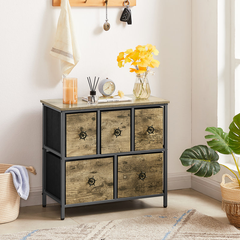 Cardere Dresser with 5 Drawers Furniture Storage Chest Organizer Unit Bins for Bedroom, Grey