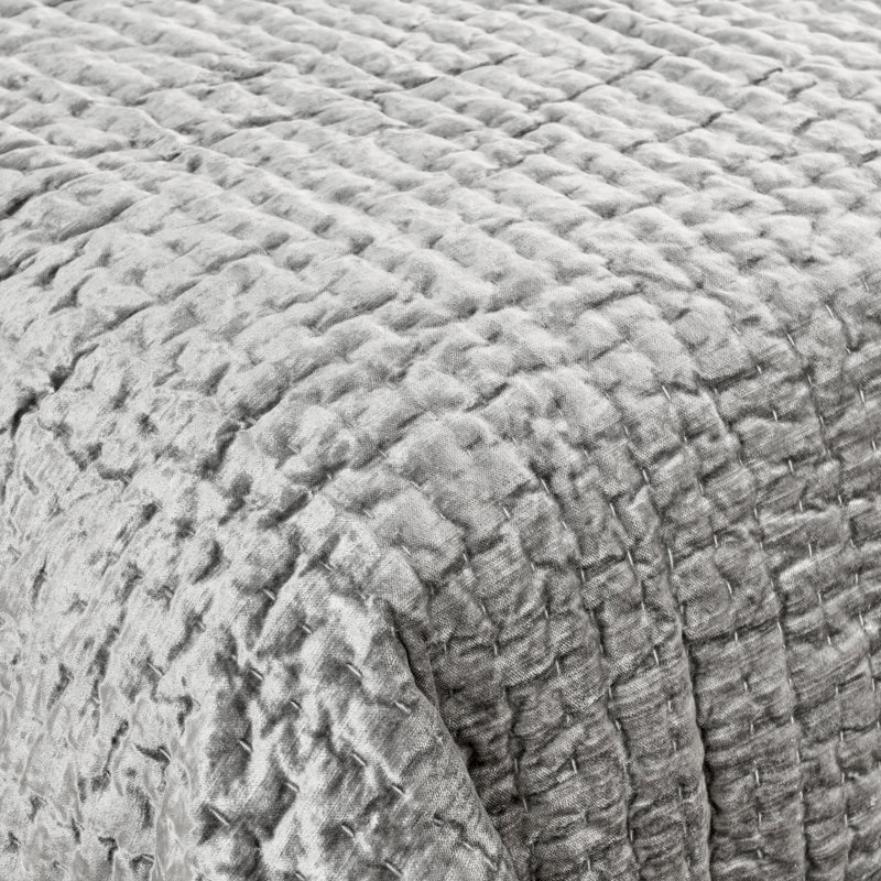 Velvet Quilt, Queen Quilt, Gray
