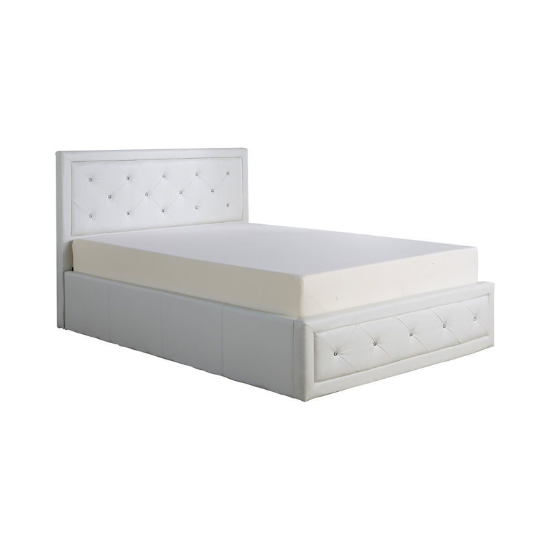 Dadur Upholstered Ottoman Storage Bed, Double (4'6)	, White