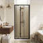 Porte de douche à cadre pivotant en aluminium noir mat l 30 po x H 72 po, boîtier en verre trempé transparent de 1/4 po avec poignée en acier inoxydable, installation réversible.-133287930