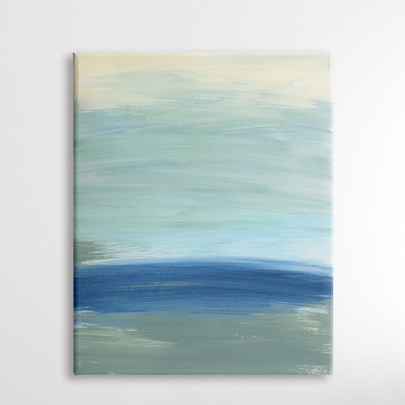 " Abstract Nautical Wave Inspiration Fluid Blue Waves ", Wrapped Canvas, 48" H x 36" W x 1.5" D