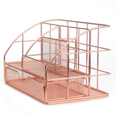 Rose Gold Desk Supplies Organizer