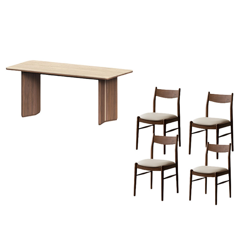Retro thickened rock plate dining table sets, 29.92"H x 70.86"L x 31.49"W