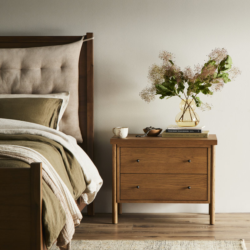 Roark 2 - Drawer Solid Wood Nightstand, Brown