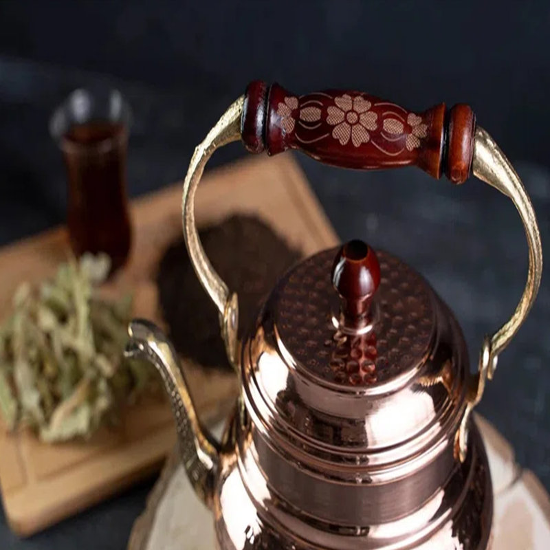 ALFIQ Handmade Hammered Copper Teapot, Artisan Kitchen Serveware, Copper