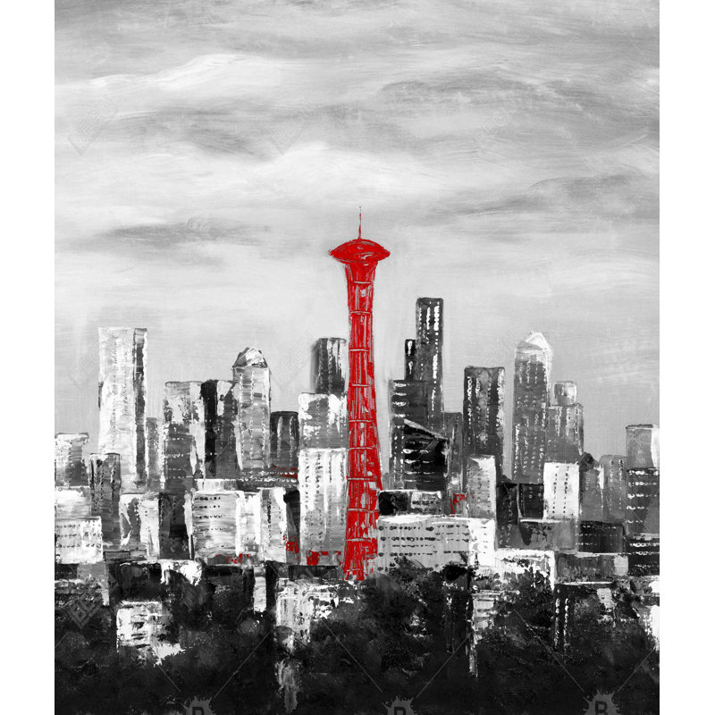 Space Needle in Red Duvet Cover | Industrial Home Decor