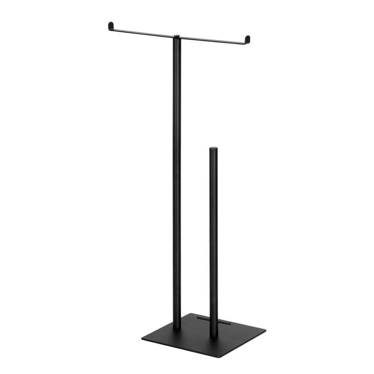 Acehoom Bathroom Freestanding Toilet Paper Holder Stand with RESERVER in Matte Black