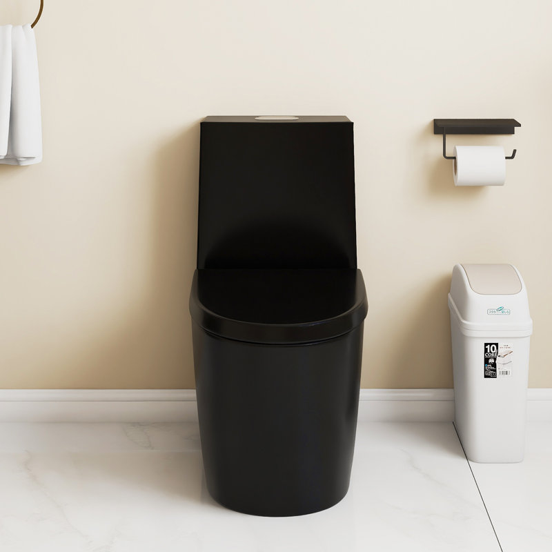 One Piece Toilet,1.1/1.60 GPF Dual-Flush ，Water-Saving Elongated Comfort Height Floor Mounted, Soft Close Seat, 1000 Gram Map Flushing Score Toilet, Matte Black 24T01-MB