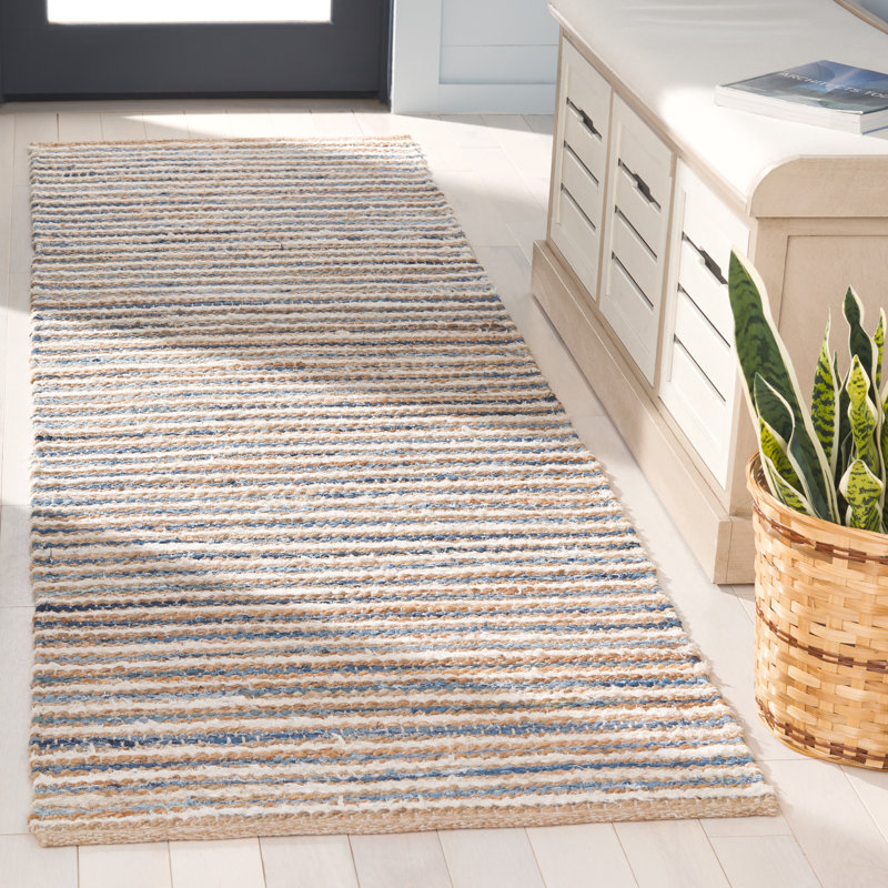 Tapis rayé en jute / toile / coton Karlen, Tapis de couloir 2 pi 3 po x 8 pi