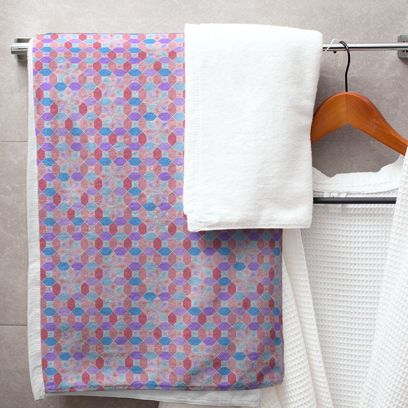 Katelyn Elizabeth Cotton Blend Bath Towel, Pink/Blue