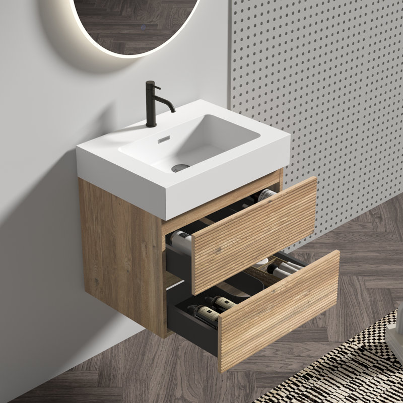 Meuble-lavabo de salle de bain avec lavabo à quartz et tiroirs souples, 24"