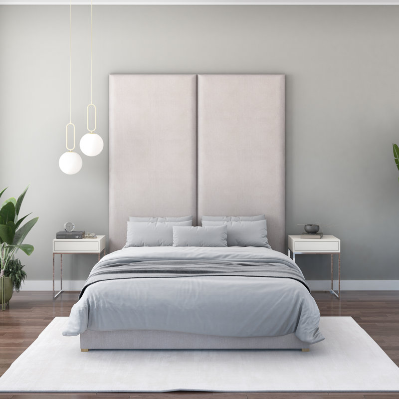 Nayali 90cm x 210cm Upholstered Wall Paneling, Silver