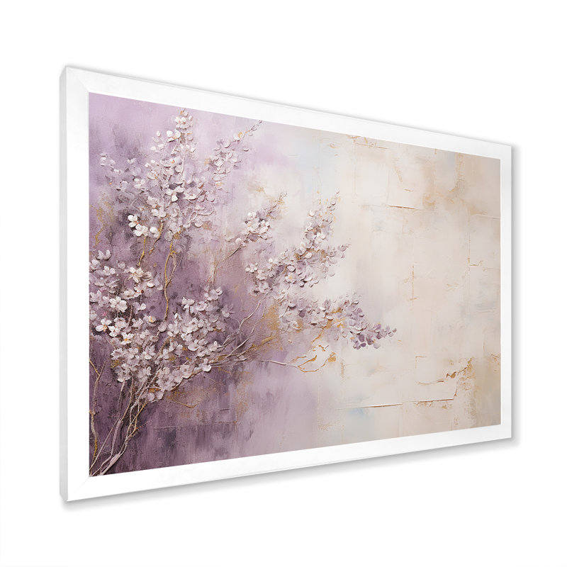 «Blooming Lilac Melody II - Lilacs», art mural sur toile, H 34 po x l 44 po x P 1,5 po, Cadre simple blanc