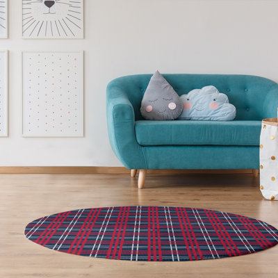 Tapis à carreaux bleu