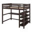 Lit mezzanine avec tablettes de rangement intégrées et bureau sous le lit-912564579