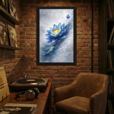 «Plants & Flowers Blue Lotus Flower», reproduction d'art à l'aquarelle
