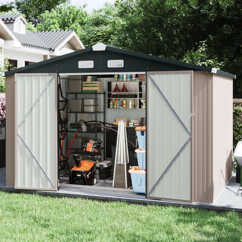 10'x 8' Outdoor Metal Storage Shed with Base, 10'x 8'