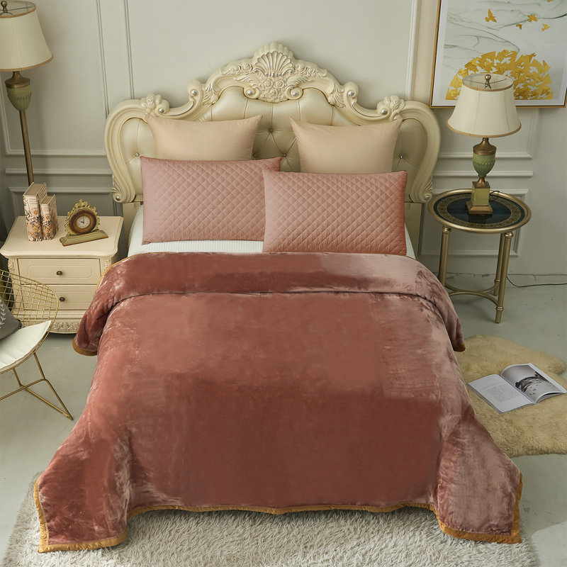 Couverture en vison , Grand, Brun