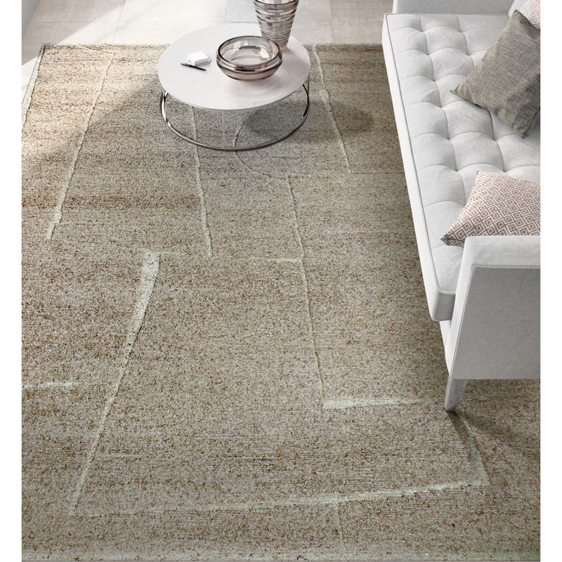 Hand Knotted Wool Area Rug in Rust/Ivory, Rectangle 6' x 9'