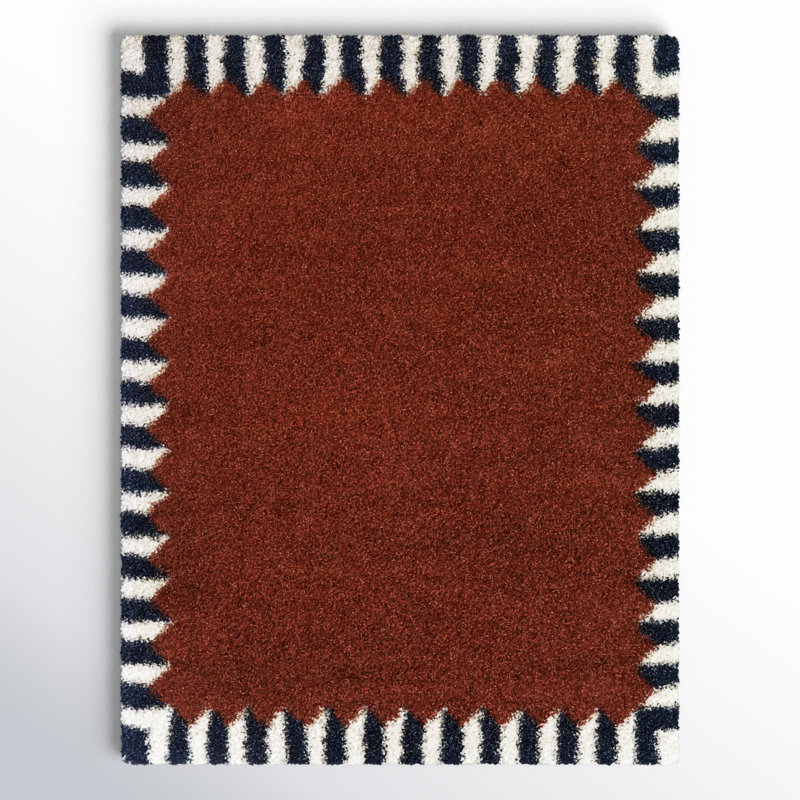 Charter Area Rug in Rust Red/Black/White, Rectangle 5'3" x 7'