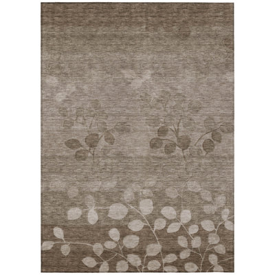 Machine Washable Indoor/Outdoor Xhevrie Taupe Rug