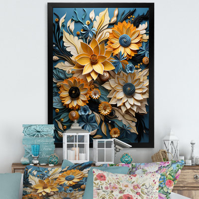 Tournesols abstraits bleus et beiges