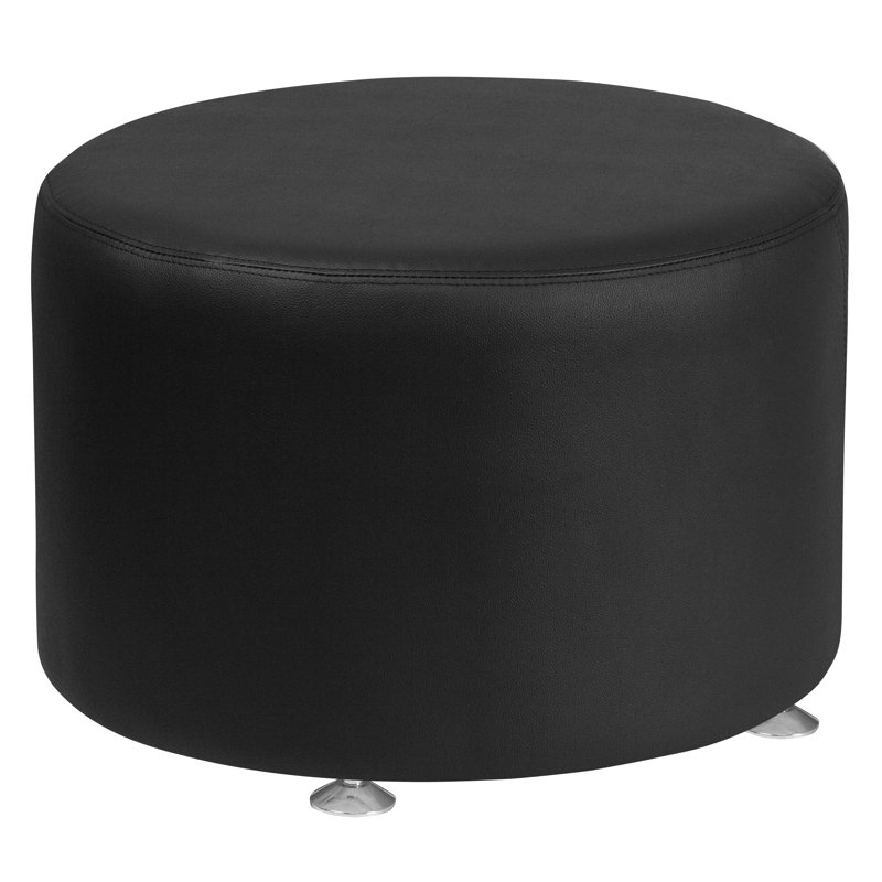 Mendosa LeatherSoft 24" Round Ottoman - Reception and Home Office Furniture, Black