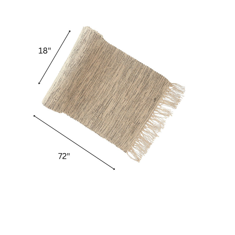 Runner Geometric Jute Table Runner - Set of 2, Black/Natural, Runner 18" W x 72" L