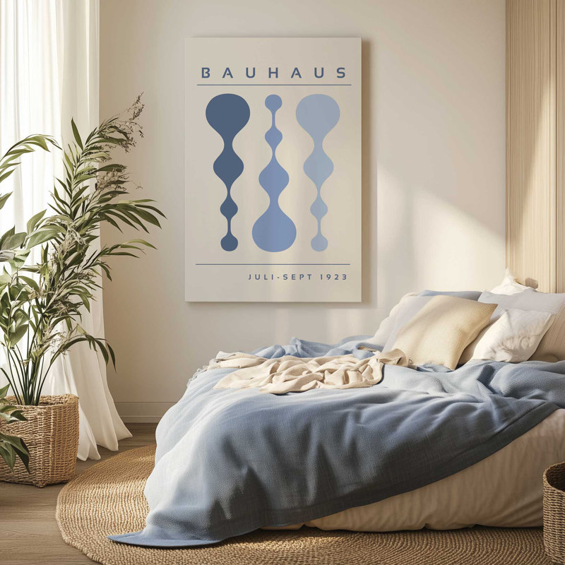 Affiche bleue rétro Bauhaus I, H 36 po x l 24 po x P 1,25 po, Toile tendue, Toile tendue