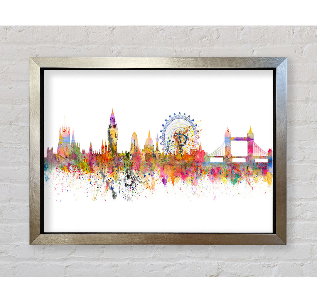 London Skyline Splatter - Einzelner Bilderrahmen Kunstdrucke