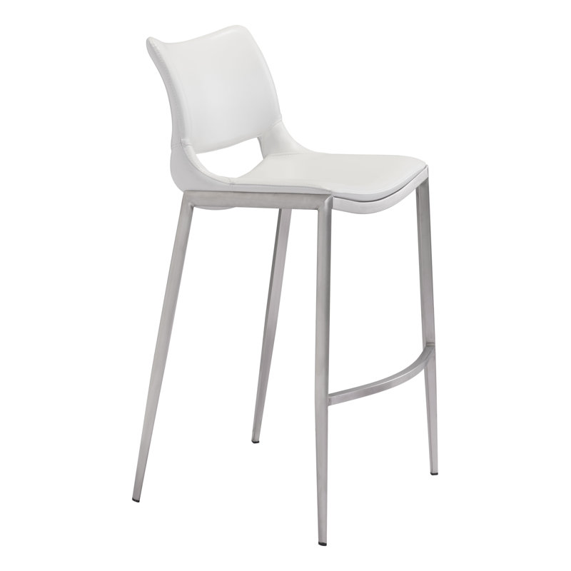 Tabouret de comptoir, Blanc, Chrome chrome, Très grand (siège d'une hauteur de 37,2 po)