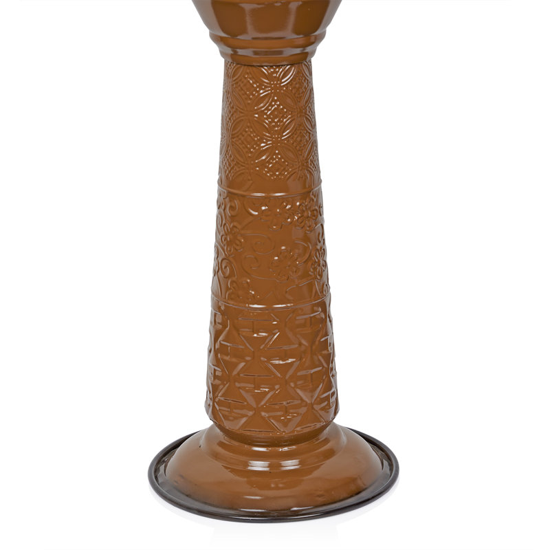 Bain d'oiseaux sur piédestal en métal avec support Vintage, Brun