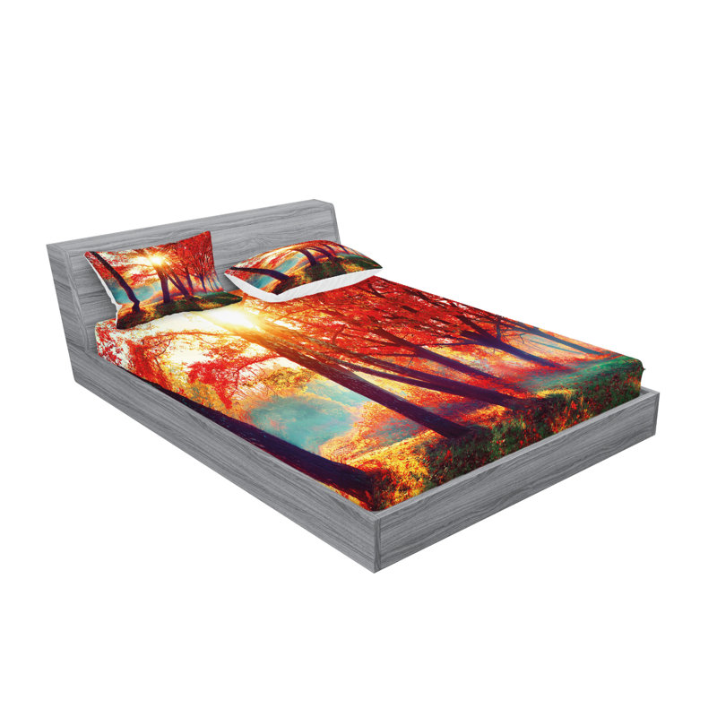 Ensemble de drap-housse et coussin décoratif Ambesonne, Ensemble de draps pour très grand lit californien