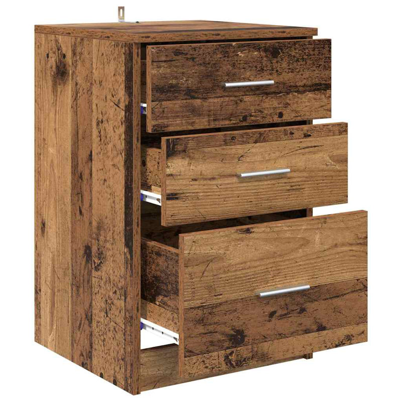 40cm W Manufactured Wood Bedside Table, Old Wood