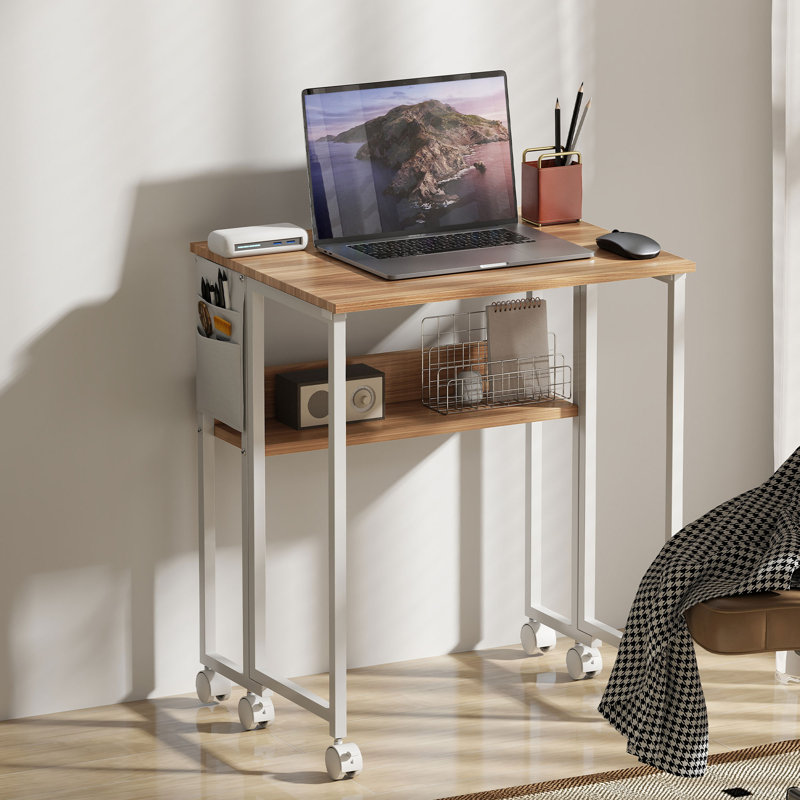 Writing Desk, Natural Wood Finish/White, 75cm H x 63cm W x 50cm D