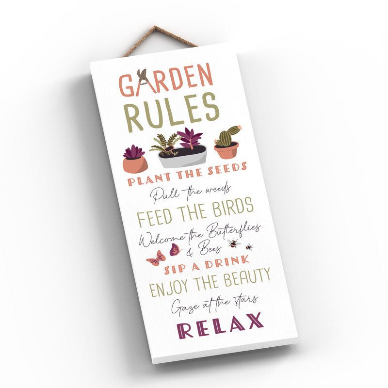 Garden Rules Signs and Plaques, White