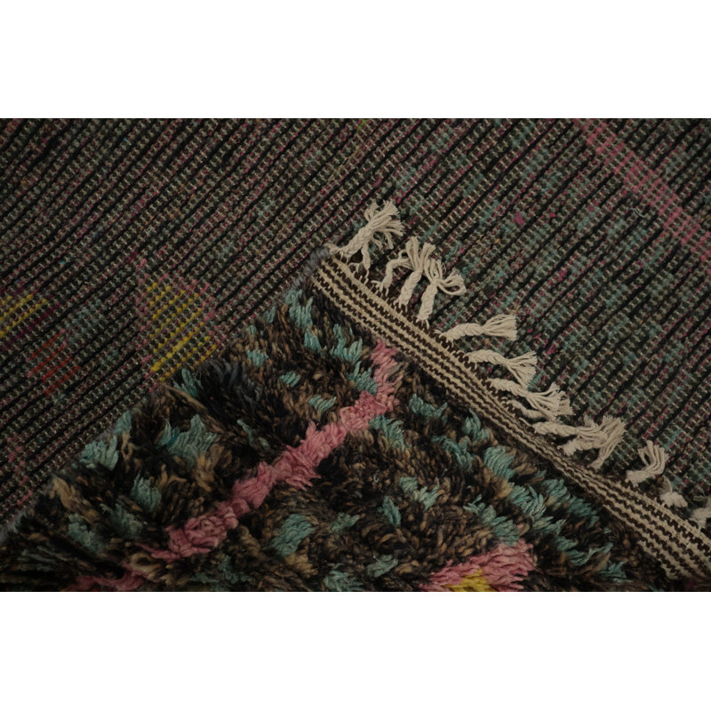 Tapis bohémien marocain 9 x 13 à motifs symboliques complexes