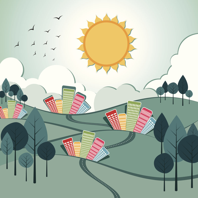 Eco City Background - Wrapped Canvas Print, 122cm H x 122cm W