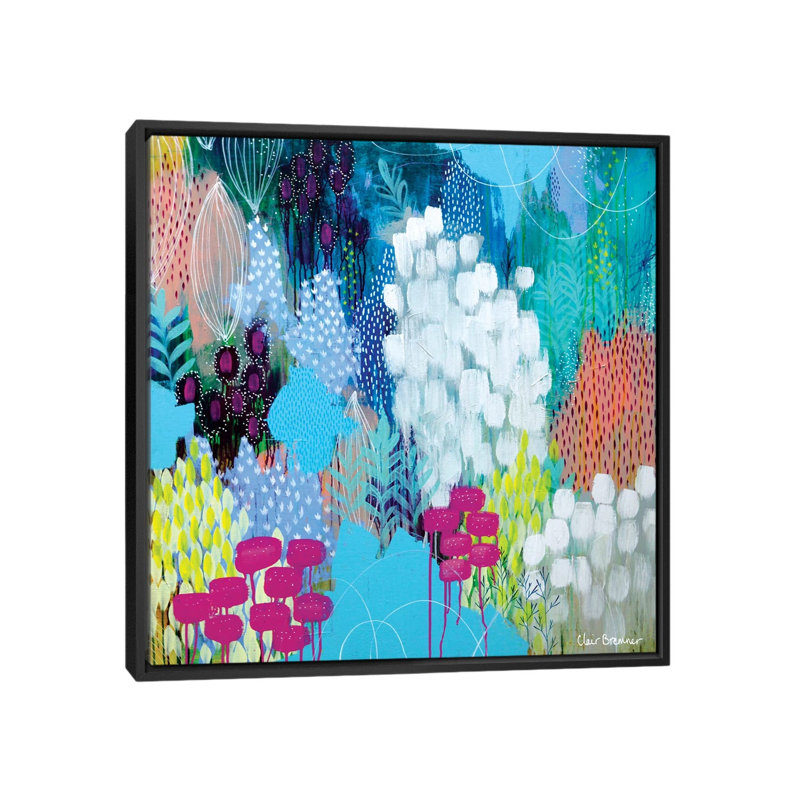 " Joy " by Clair Bremner, 18" H x 18" W x 1.5" D, No Matte, Black Framed Canvas