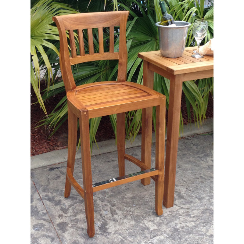 Amsterdam Outdoor Teak Bar Stool, 24"