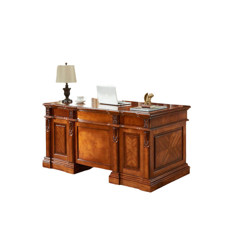 American high-end retro style carved desk, 31.1" H x 70.87" W x 32.28" D