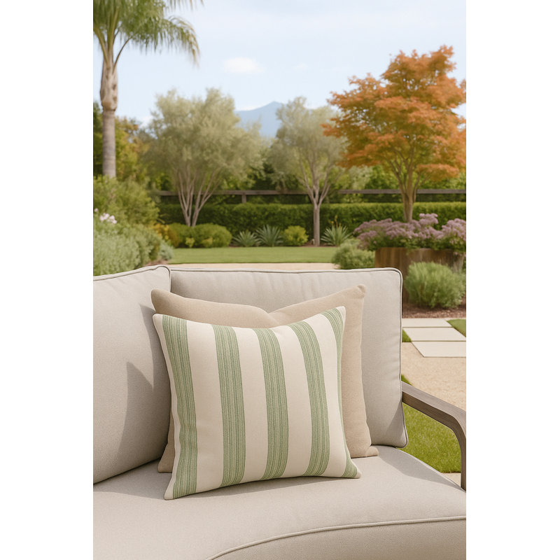 Mint Green Sardinia Stripe Indoor Outdoor Pillow 20x20, Green, Square 20", Pillow Cover Only - No Insert