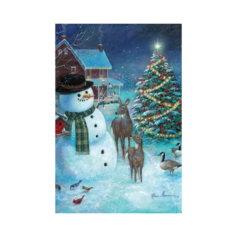 Frosty And Friends by Ruane Manning - Gallery-Wrapped Canvas Giclée on Canvas, 20.32 cm H x 30.48 cm W, Canvas