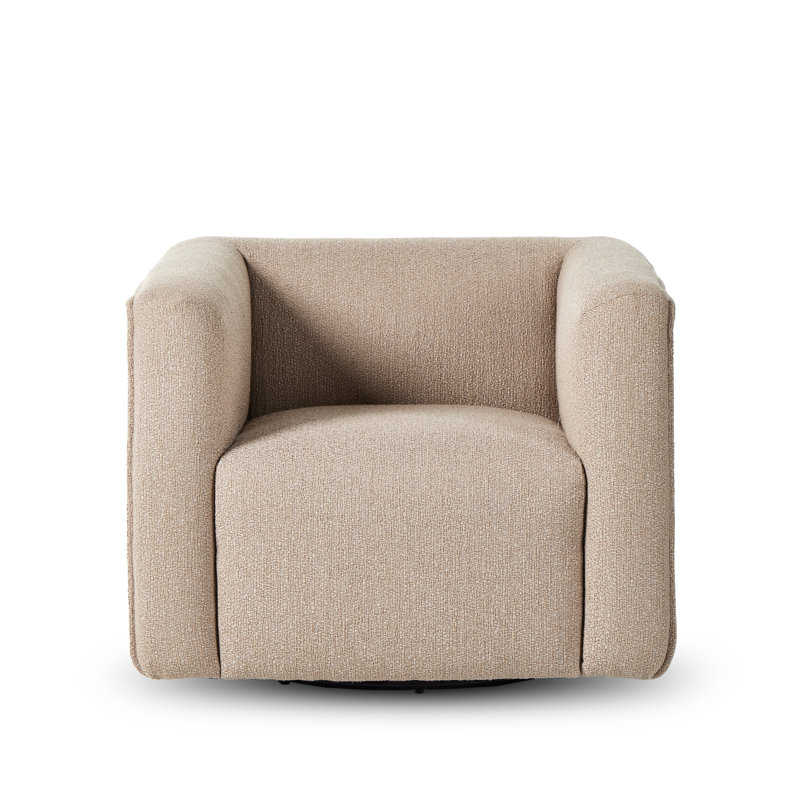 Wellborn Swivel Chair in Palermo Cognac, Kerbey Camel Polyester Blend
