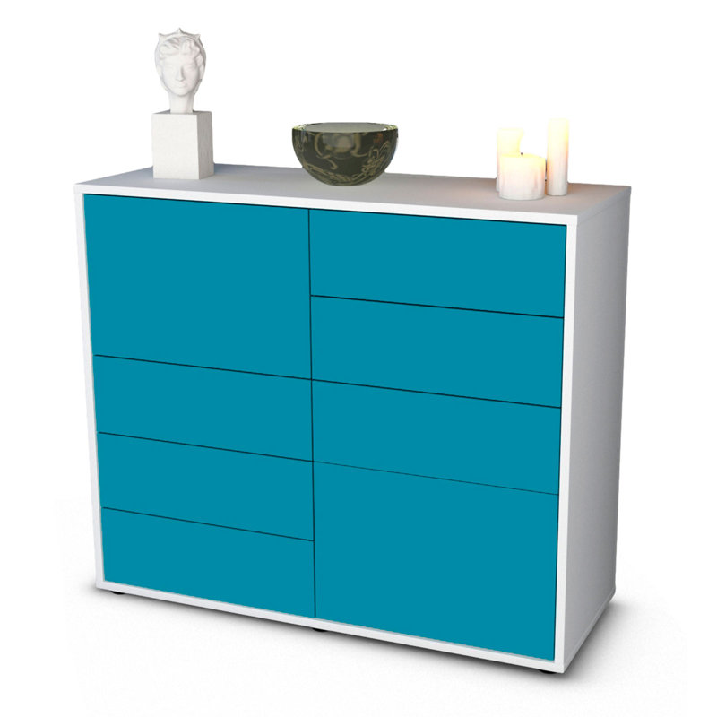 Reaon 92cm Sideboard, White/Turquoise