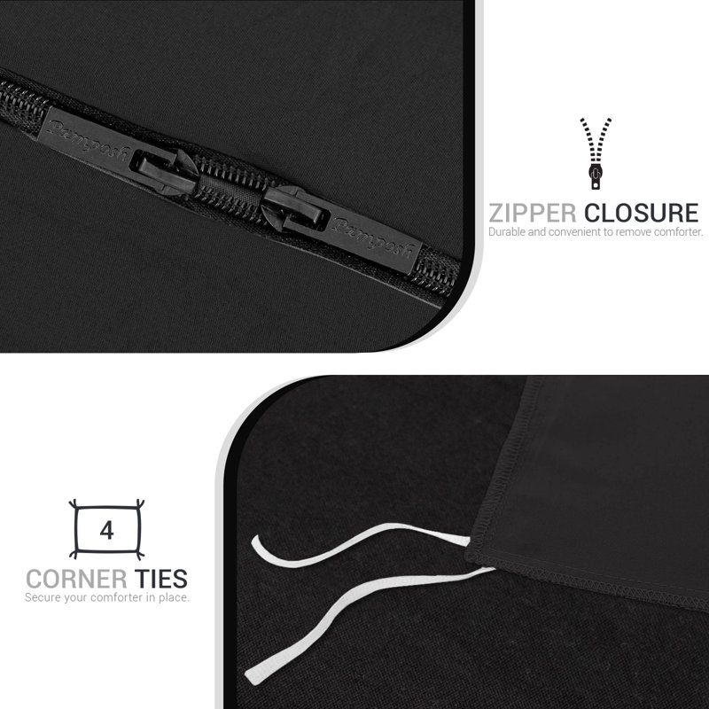 Microfiber Solid Colour Duvet Cover Set, Double (200cm x 200cm), Black