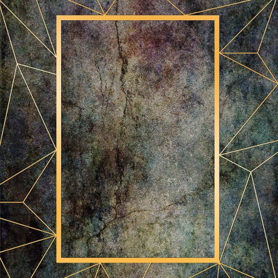 Tapis gris / or / bleu rectangulaire tissé à la machine 2 pi x 3 pi 3 po Riascos