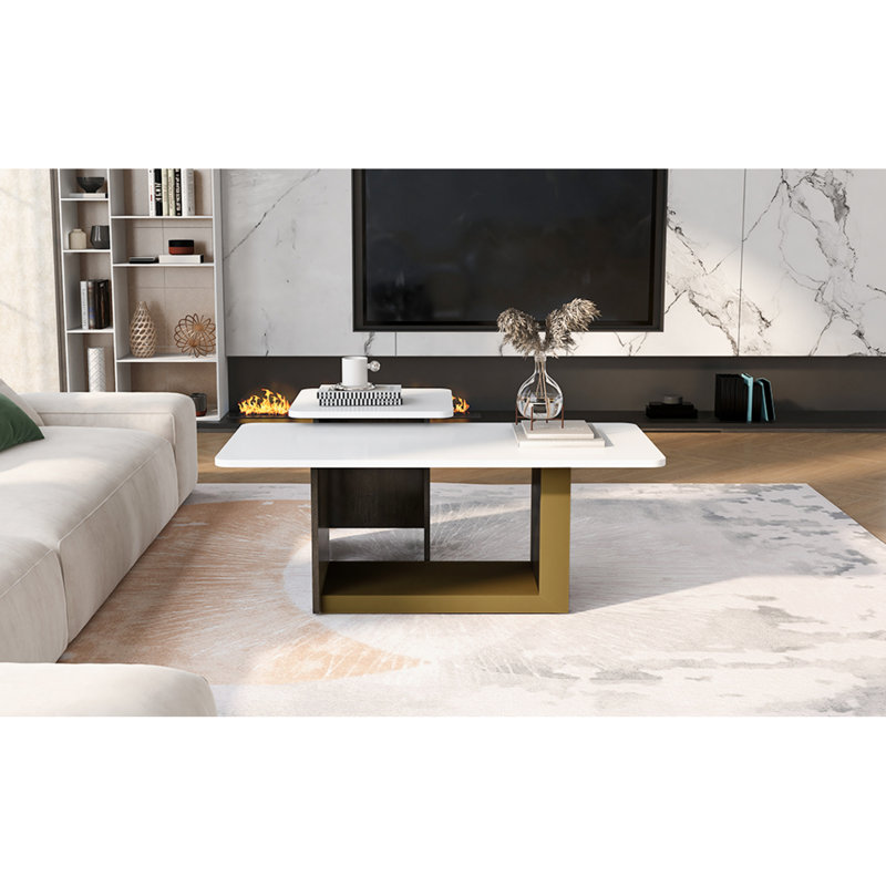 Ensemble de tables basses modernes et compactes, en MDF et en métal, élégant pour la maison