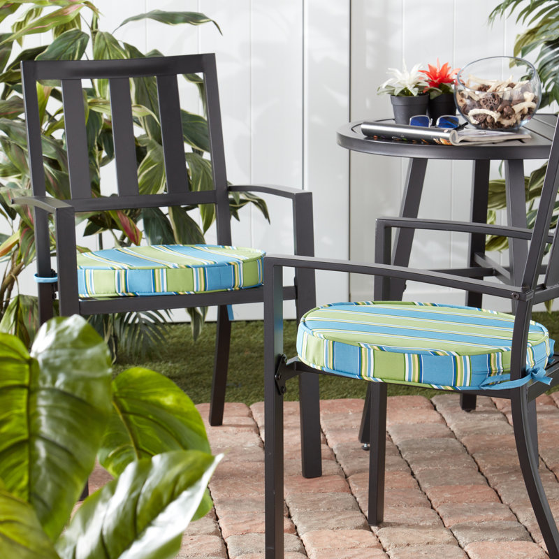 Outdoor Round Dining Chair Seat Pad, Cayman Stripe