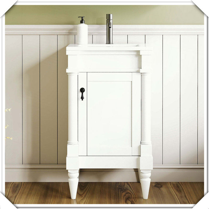 Meuble-lavabo autoportant moderne avec porte réglable, Blanc